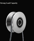 Heavy Duty Sliding Gate Rollers Stainless Steel V Groove Wheel For Barn Doors with cable, side view