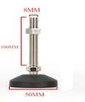 Top Shelf Adjustable Leveling Feet Featuring Threaded M8 Swivel Base, 100mm height and 50mm nylon base size.