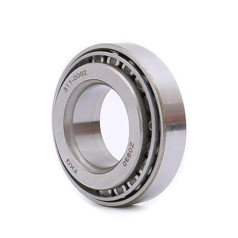 Side view of a Tapered Roller Bearing LM67048 LM67010, Set of 4, showing metal construction and internal roller design.