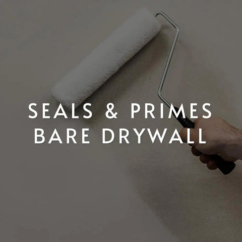 Hand using roller to apply Clear Water Based Primer Sealer For Drywall And Wallpaper, Low VOC 5 Gallon Kit