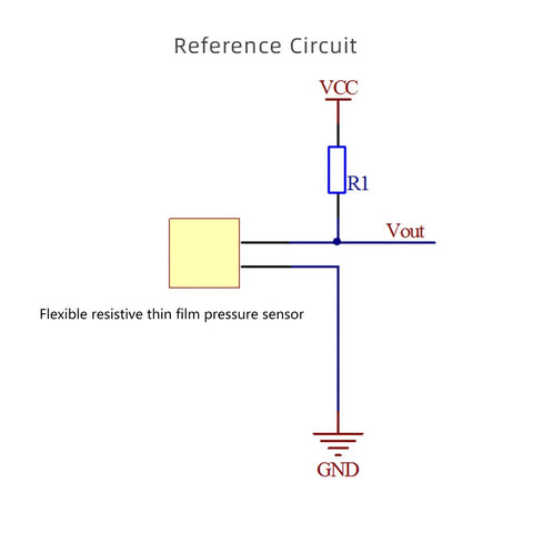 Circuit diagram with Flexible Piezoelectric Film Sensor PVDF Pressure Transducer for micro force sensing, labeled components.