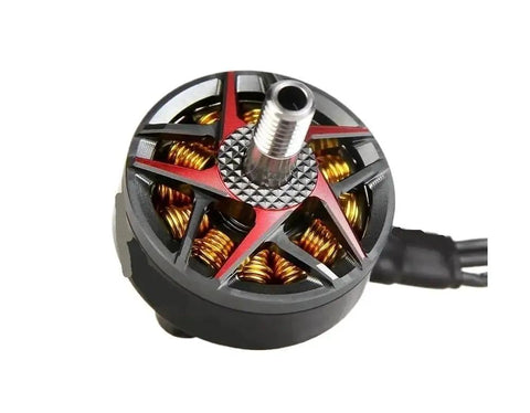 Top view of High Performance Brushless Drone Motor for FPV Racing Drones 1750KV 1950KV 2550KV, gray and copper details.