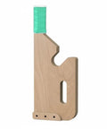 Barbell Plate Lifter Deadlift Jack Plate Loader Tool For Quick Plate Changes, Wooden EVA, Teal accent, side view
