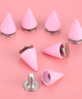 Pink 7X10MM Cone Punk Screw Back Spikes And Premium Heavy Metal Studs To Upgrade Badass Fashion Apparel Embellishments Gonna Slay Leather Crafts And Dope Diy Projects Today.