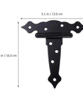 Heavy Duty Black Iron T Hinge For Barn Doors And Sliding Sheds 5.1x6.3 inches with a sturdy design for smooth gate operation.