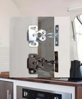 Four Piece Cabinet Door Catches Featuring Bulletproof Magnetic Dampers And Adjustable Metal Mounts for kitchens, showcasing zinc catches on cabinetry.