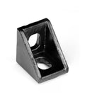 Black 20x17 angle bracket for 2020 aluminum extrusion showing front view, part of 32Pcs Black Corner Brackets For 2020 Aluminum Extrusion