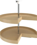 Two-Tier Pie-Cut Lazy Susan for Corner Base Cabinets 28-Inch Plastic Swivel Organizer in almond, side view