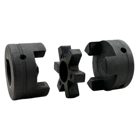 Flexible 3-Piece L-Jaw Coupling Set With Rubber Spider For Log Wood Splitter, L090 From 1/2 Inch To 1 Inch Bore, Cast Iron HT250