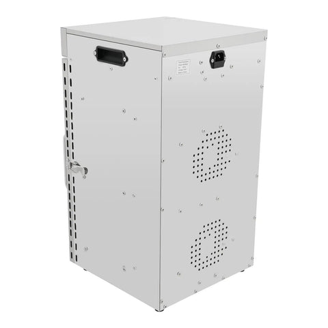 Heavy Duty Electric Food Dehydrator With 18 Spacious Stainless Steel Trays And Precision Adjustable Thermostat exterior view showing stainless steel finish.