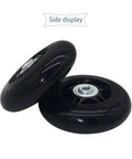 Side view of Quiet 3.15 Inch Luggage Wheel Replacement Kit with 80mm inline skate style wheels, durable rubber, 0.94 inch width.