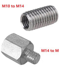 Stainless steel M10 to M14 thread adapter for angle grinder, polisher, drill bit converter, heavy duty universal fit power tool accessory.
