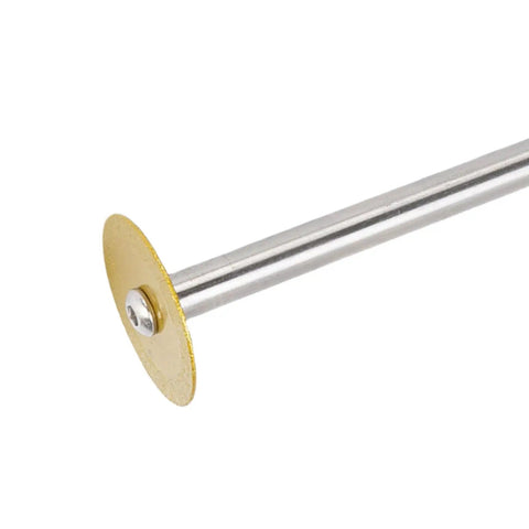 Close-up of the cutting blade from the Inside Pipe Cutter Kit For Plumbing, Precise Adjustable Depth Tool, 5 Blade Stainless Steel Cutter