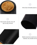 Solid As A Rock Heat Shrink Wine Caps, 150 Pack Black Bottle Sleeves, heat-shrink capsules with easy tear-off tab