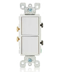 Front view of Decora Single Pole AC Combination Switch 15 Amp 120/277 Volt Commercial Grade Grounding 5634-W White No Fuss Wallbox.