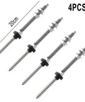 M10 Hanger Bolts For Solar Panels With EPDM Seal And Locking Nut A2 Stainless Steel Hex Drive SW7 Roof Mounting Gear 4PCS