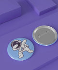 Grab These One Hundred Sets Of Thirty Two Millimeter Button Maker Supplies With Smooth Matte Metal Back Caps showing an astronaut design on a 32mm button.