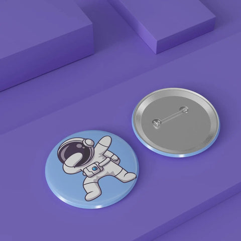 Grab These One Hundred Sets Of Thirty Two Millimeter Button Maker Supplies With Smooth Matte Metal Back Caps showing an astronaut design on a 32mm button.