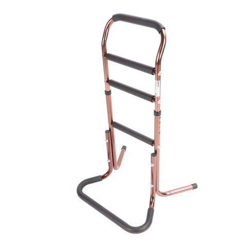 Bedside Auxiliary Rail With 4 Padded Handles For Seniors And Pregnant Women, Ergonomic Support To Help Getting Up From Sofa Or Chair, Durable Aluminum Alloy, Portable Fall Prevention Bed Rail with copper finish.