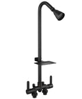 Outdoor Shower Kit With 3 Inch Center Faucet System, Exposed Shower With Two Handles, Matte Black, Brass Mix Valve, Showerhead
