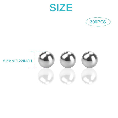 300 Pieces 0.22 Inch 304 Stainless Steel Paint Mixing Balls Pro Grade Agitator Beads For Acrylic Paints Nail Polish Epoxy Resin Crafts Durable For Fast Even Mixing, 5.5mm size