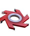 Straight Up Top Shelf Three Piece Tungsten Carbide Spindle Shaper Bits For Woodworkers T-slot shaper bit, 120mm diameter, heavy-duty, red finish.
