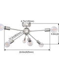 Sputnik Chandelier Light Fixture Six Lights In Brushed Nickel For A Modern Dope Living Room Bedroom Kitchen And Dining Area