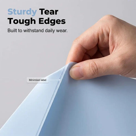 Close-up of durable edge of 11 Hole Expanding File Pockets Waterproof Binder Pockets for 2 3 4 Ring Binders, in hand