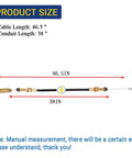 Power Rake Activation Cable Replacement For Husqvarna BG22 DT18 DT22 Dethatcher, 46.5 Inch diagram with measurements.