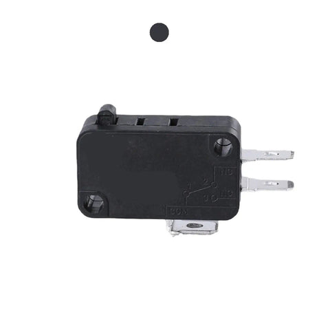 Compact Silver Micro Switch Built Tough For Industrial And Household Appliances Featuring A Dustproof Housing and No Sweat Mounting With Heavy Duty Terminals and Rock Solid Durability For Your Electric Clothes Drying Rack, showing black thermoplastic body.