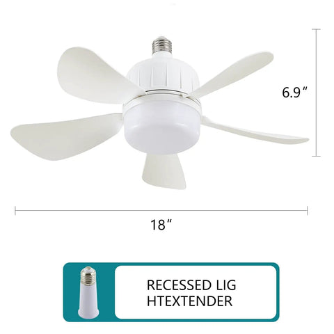 2 In 1 Socket Fan Light With Remote Must Have Dimmable LED Ceiling Fan And Light Adjustable Color Temperature 3000K To 6500K