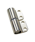 Detachable damping hinge, zinc alloy, chrome finish, two mounting plates with screw holes