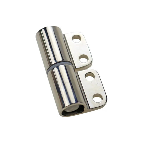 Detachable damping hinge, zinc alloy, chrome finish, two mounting plates with screw holes
