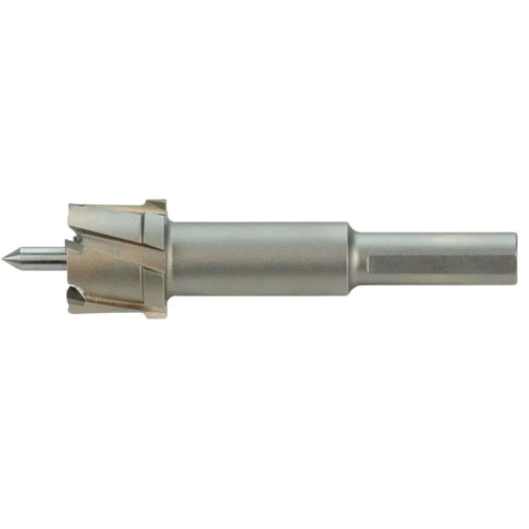 Hawg cutter side view, 11/16-inch steel with carbide tip and drill-press shank