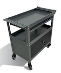 Steel Rolling Tool Cart With Lockable Cabinet And Drawer, Pro Grade Heavy Duty Utility Cart On Wheels For Garage Auto Shop