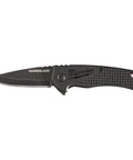 Dead Simple Pocket Knife With Smooth Slide Action And Heavy Duty Plastic Guard Compact Black Hand Tool showing a black 2.5 inch blade and textured handle.