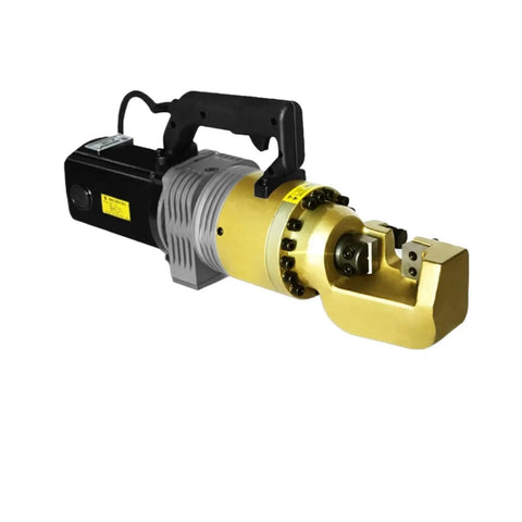 AOXHUGB Cordless Electric Rebar Bender And Cutter, brushless motor handheld tool with gold finish for accurate rebar cutting and bending.