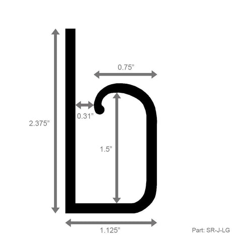 Dimensions diagram for J Channel Cable Raceway With Self Adhesive Backing For Desk, Computer, Gaming And Entertainment Setups