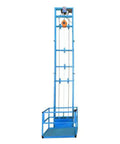 Robust Heavy Duty Vertical Freight Elevator Built Tough For Warehouse And Home Use Massive Cargo Platform with blue frame and large base.