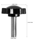Pro Grade M6x25mm Star Knob With Male Threaded Stud, Anti Slip Grip, Plastic And Carbon Steel Clamping Knob For Industrial Use And Control Panels, Secure Grip For Quick Adjustments, 50 Pack, black star knob with threaded stud and dimensions shown