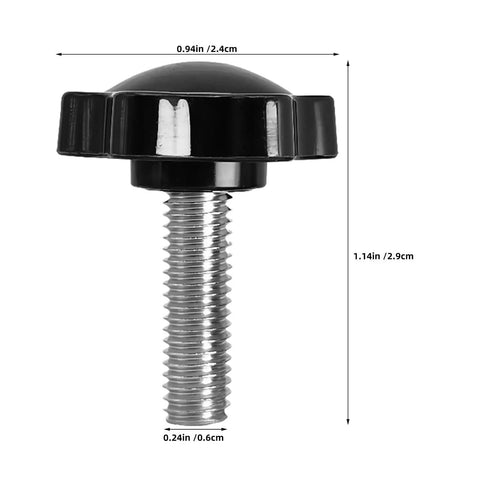 Pro Grade M6x25mm Star Knob With Male Threaded Stud, Anti Slip Grip, Plastic And Carbon Steel Clamping Knob For Industrial Use And Control Panels, Secure Grip For Quick Adjustments, 50 Pack, black star knob with threaded stud and dimensions shown