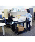 Two Shelf Foam Utility Cart With Lipped Shelves And Ergonomic Handle Black 500 Lb Capacity in office environment