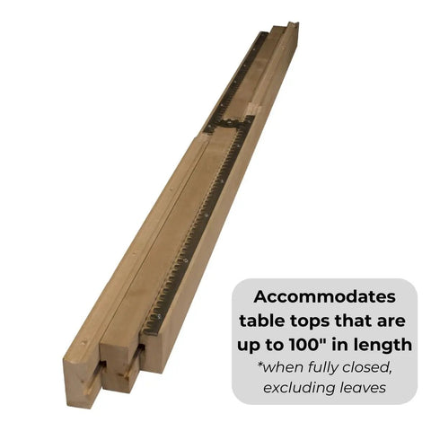 Premium Wooden Table Expansion Slide Kit, 50 Inch Equalizer Rails for Pedestal Dining Tables, smooth glide mechanism detail.