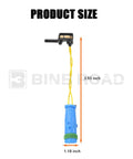 Brake pad wear sensor with blue plastic body and yellow wires, 3.93 in long for Mercedes-Benz models