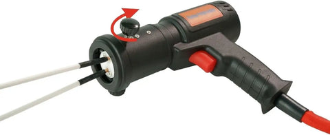 Effortless 1500W Flameless Induction Bolt Remover Kit showing handle with control knob and coils for fastener removal.