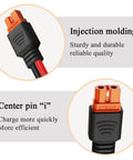 Close-up of XT60i Female Connector with injection molding and center pin details for XT60i To Alligator Clip Cable 10AWG Extension.