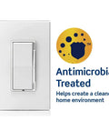Killer Smooth Slide Dimmer Switch Antimicrobial Mold Resistant For Led And Bulbs Hassle Free Install Wall Plate clean white finish.