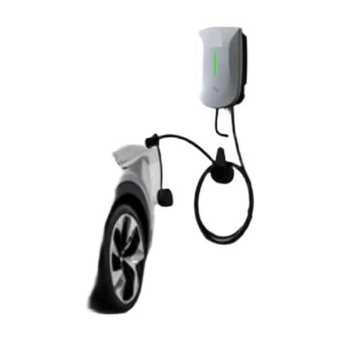 Top Notch J1772 Electric Vehicle Charger And Evse Level 1 2 Home Charging Station With 5 Meter Cable mounted on wall beside plugged-in EV.