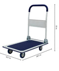 Heavy Duty Platform Truck Cart Dolly With Steel Frame And Rubber Wheels, Folding Flatbed Hand Cart For Warehouse Use, 28.5 x 18.7 x 33 in.