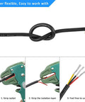 Hands bending 16 Gauge 3 Conductor Electrical Wire 32.8 Feet Black Low Voltage Cable 16 By 3 PVC Jacket Tinned Copper